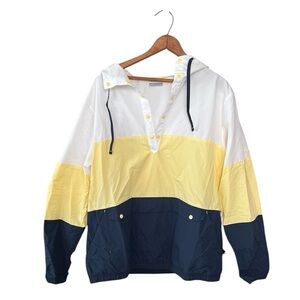 Women’s Columbia Harbourside Windbreaker size large navy yellow white